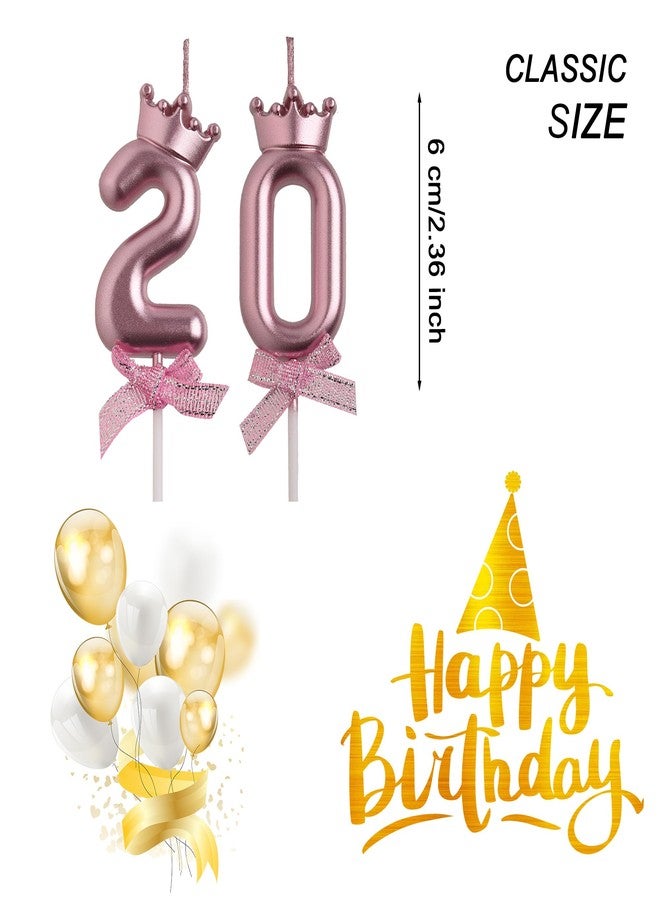 AOOLADA 20th Birthday Candles, Rose Gold 20 Year Old Number Birthday Candles, Number 20 Candles for Men Women, Birthday Party Decorations Cake Topper Gifts for Wedding Anniversary Celebration - Image 2